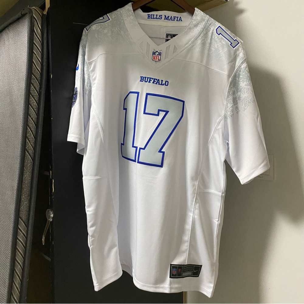 NFL Buffalo Bills White Jersey with Blue Accents